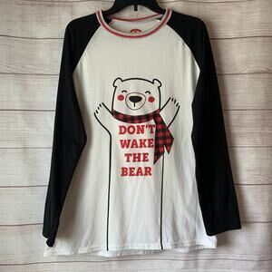 Holiday Time Polar Bear Shirt DON'T WAKE THE BEAR Long Sleeve Holiday Size Large